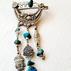 NWOTs Navajo sterling silver turquoise brooch